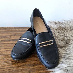 black leather loafers (with gold detail) | ALDO